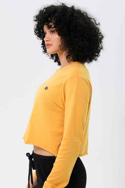 Rumi Earth Moon Cropped Tee Long Sleeve - Turmeric 4