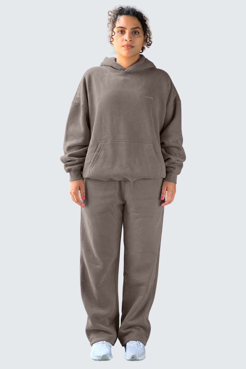 U Moon Sweatpants Relaxed Open Fleece - Camel