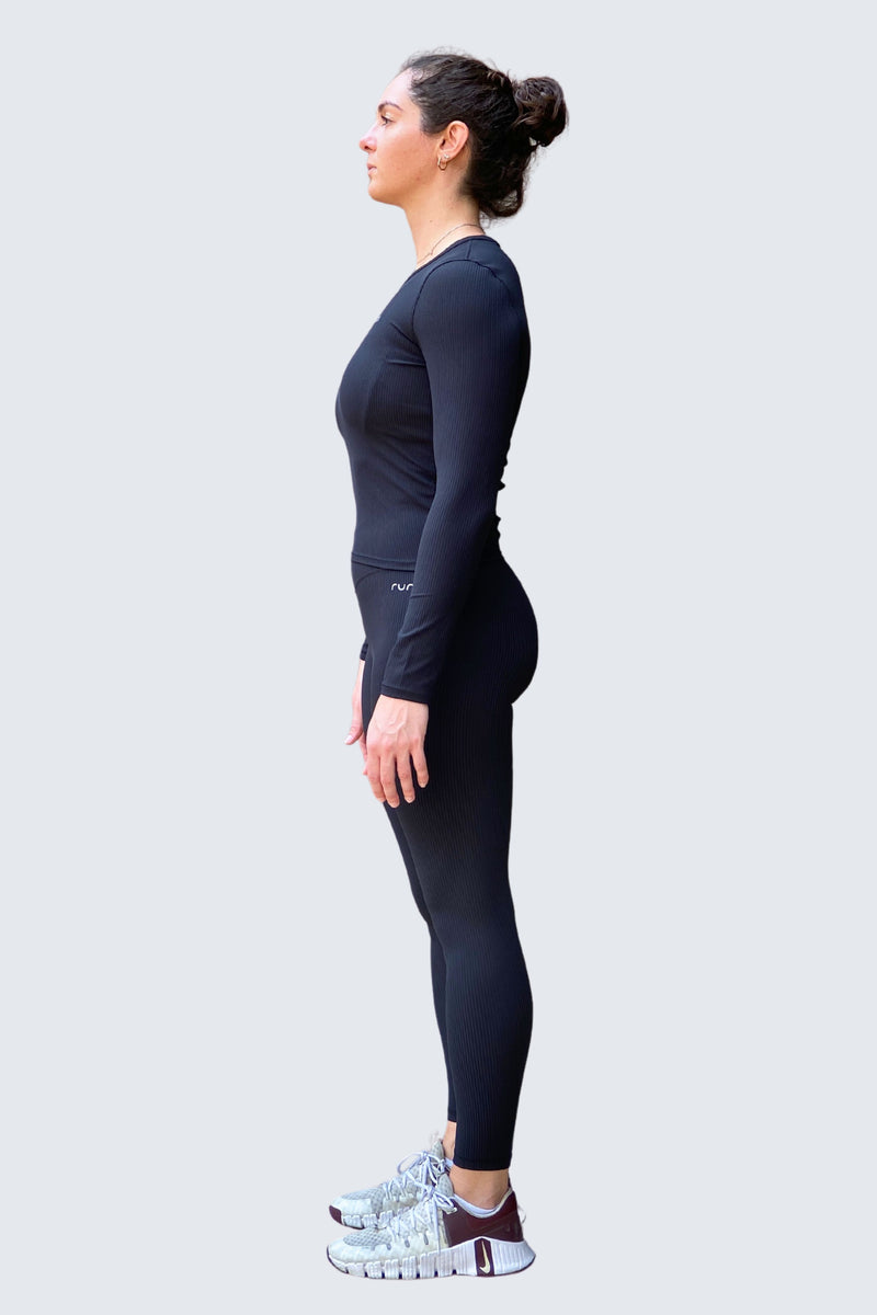 W SunRib Fit Tee Long-Sleeve - Black