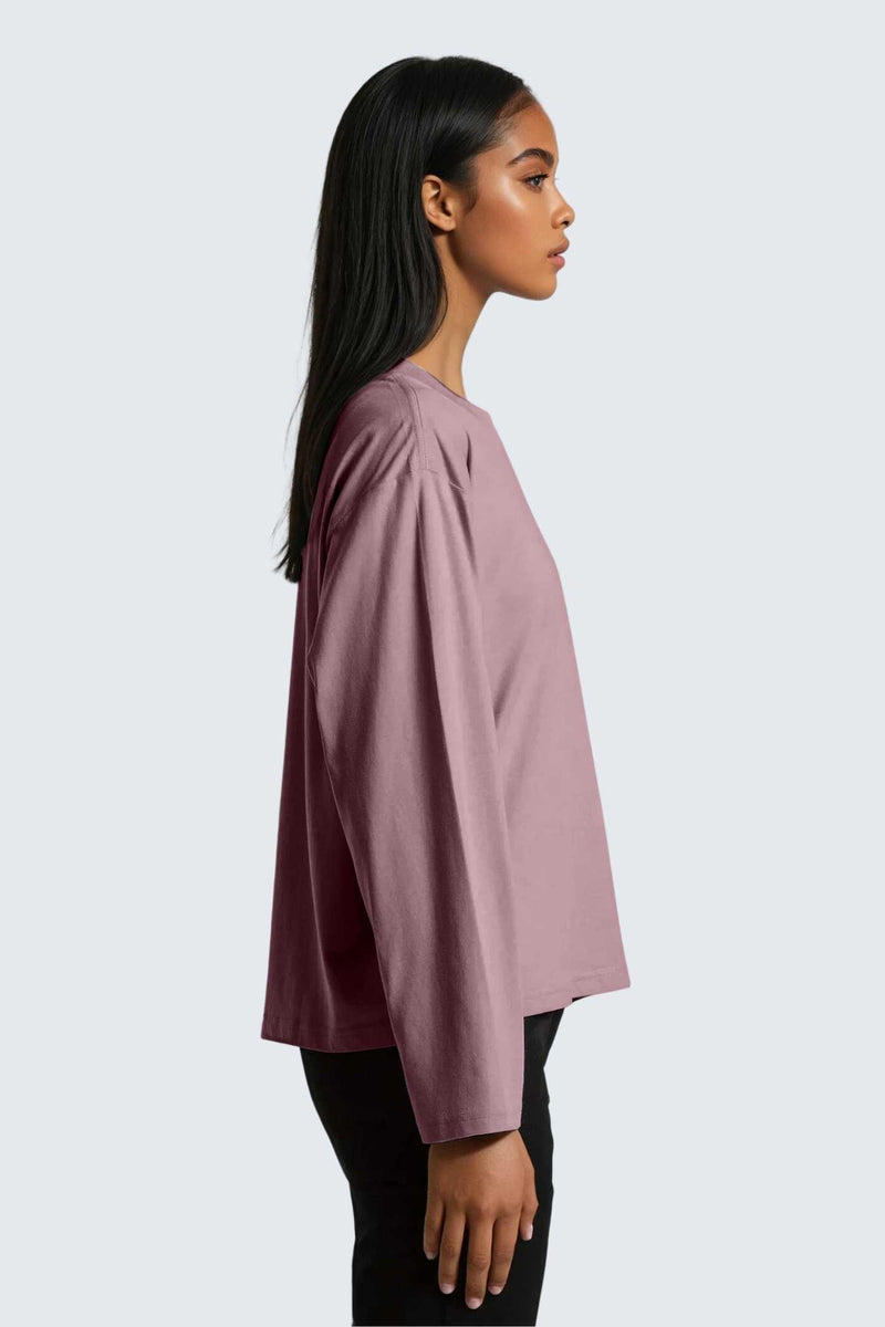 W Moon Tee Short Oversize Long-Sleeve - Rose Deep