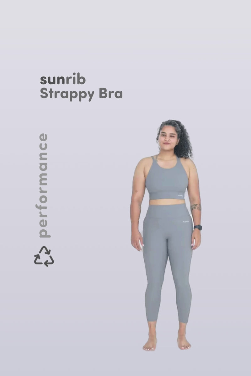 W Sun Rib Strappy Crop Top Bra - Peacock Light