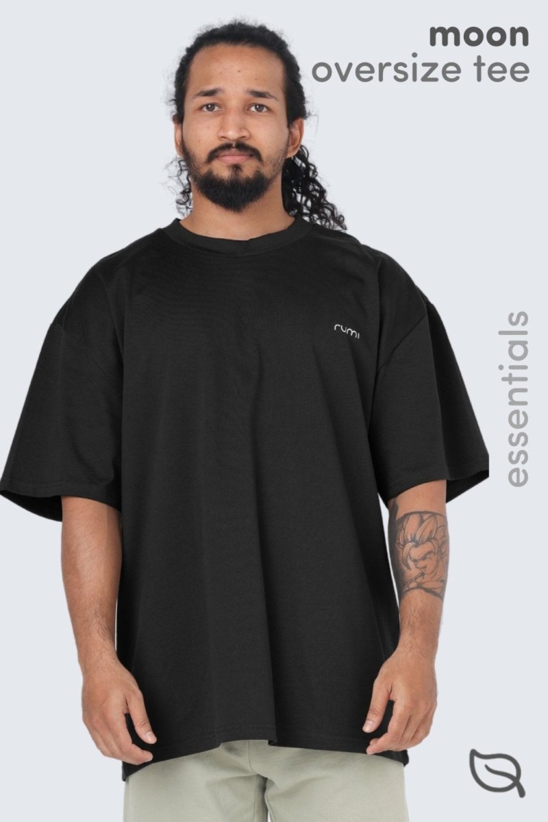 Rumi Earth - M Moon Tee Oversized Heavy - Black - R521600BKS - Tops