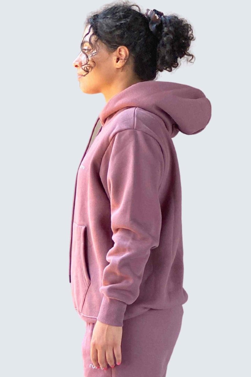 Rumi Earth - U Moon Sweatshirt Oversize Fleece + Hoodie - Berry Deep - 