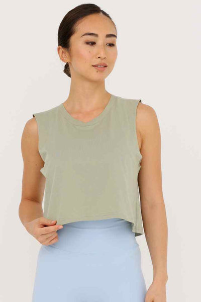 Rumi Earth - W Moon Air Cropped Tank - Pistachio - R131220PSP - Tops