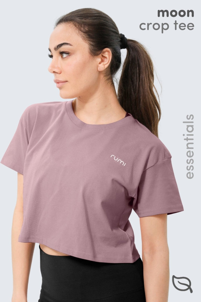 W Moon Tee Cropped - Rose Deep