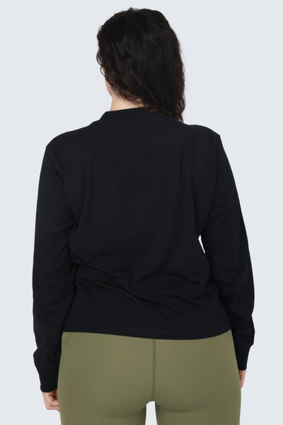 W Moon Tee Mock-Neck Long-Sleeve - Black