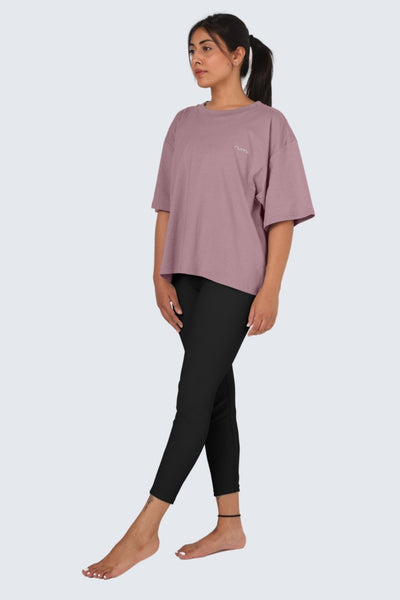 W Moon Tee Short Oversize - Rose Deep