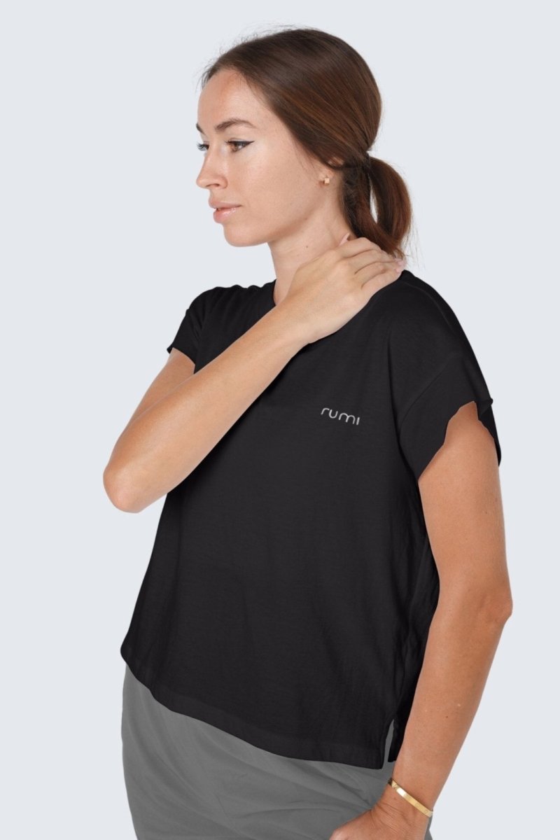 Rumi Earth - W Sun Rise Tee - Black - R121113BKP - Tops