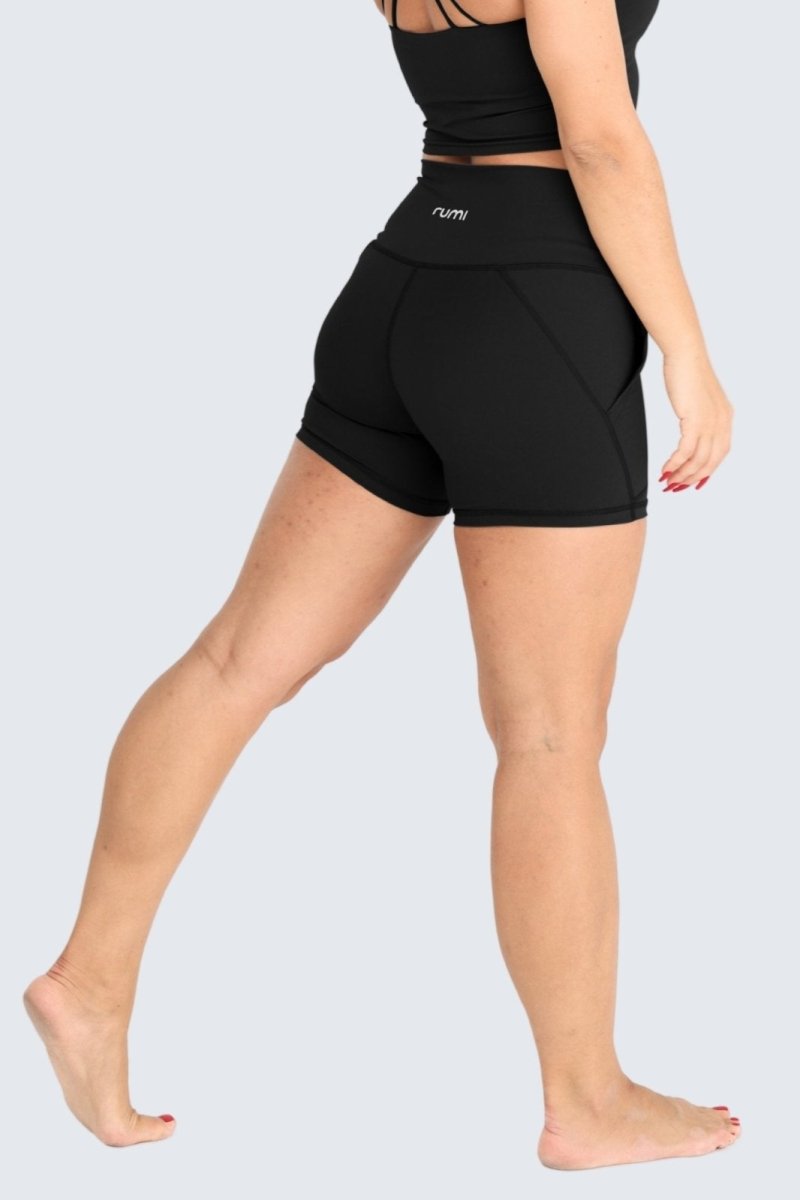 Rumi Earth - W Sun Zen Shorts 4” + Pockets - Black - R124443BKP - Bottoms